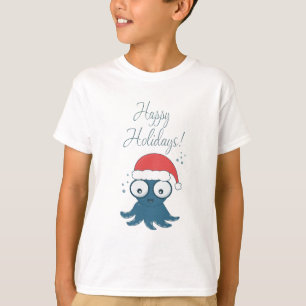 teckning av blåbläckfisk av söt tecknad t shirt