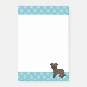 Teckning av brindel Staffordshire Bull Terrier Post-it Block