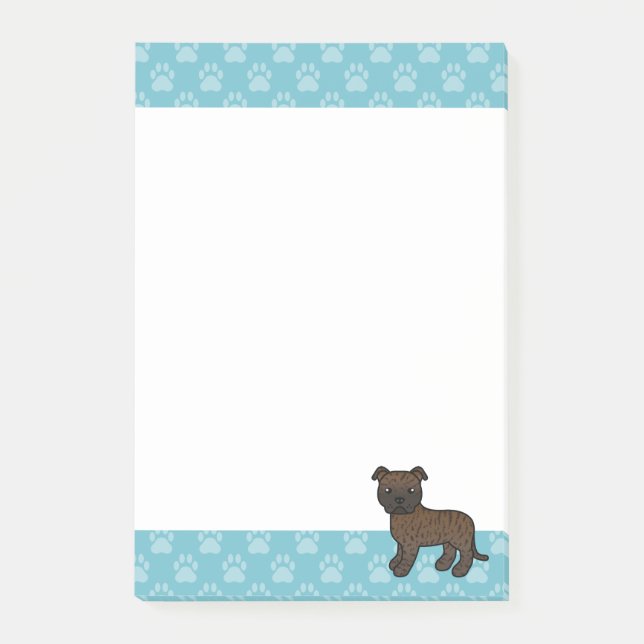 Teckning av brindel Staffordshire Bull Terrier Post-it Block (Framsida)