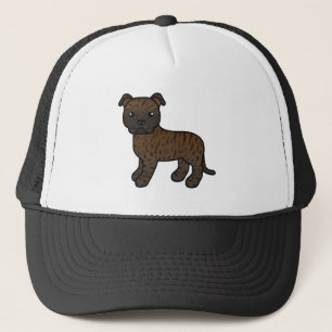 Teckning av brindel Staffordshire Bull Terrier Truckerkeps