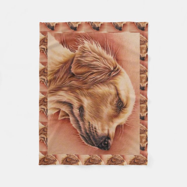 Teckning av den guld- retrieveren på filten fleecefilt (Framsidan)