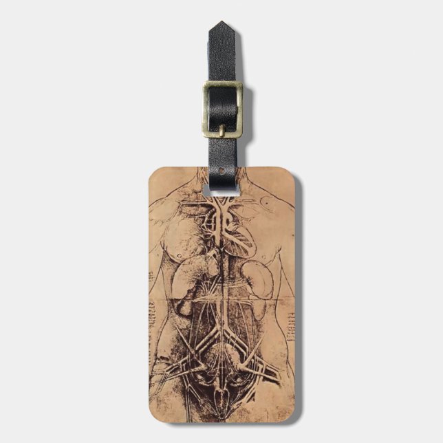 Teckning av en kvinna Torso av Leonardo Da Vinci Bagagebricka (Vertikal Framsida)