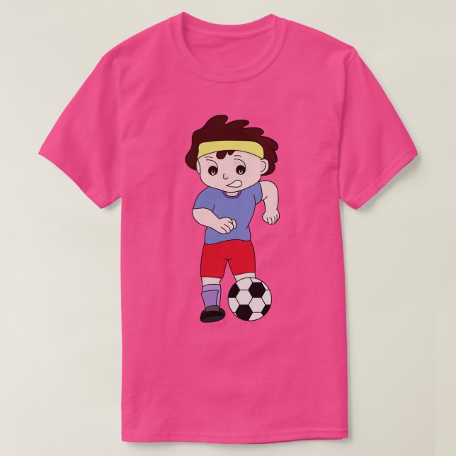 Teckning av en pojke som leker t shirt (Design framsida)