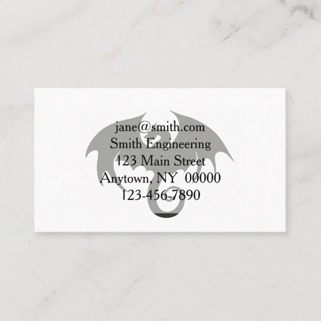 Teckning av en svart draksilhuett visitkort (Framsida)