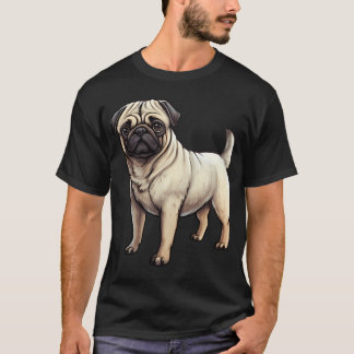 Teckning av Fawn Pug Valp Hund T Shirt
