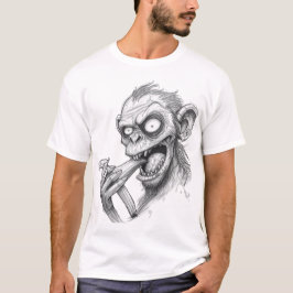 Teckning av galen zombieapa – mörkt skräckmonster  t shirt