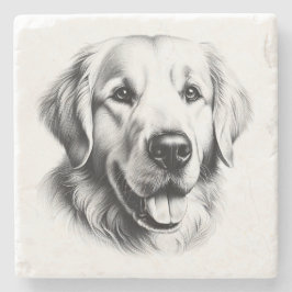 Teckning av Golden Retriever Stenunderlägg