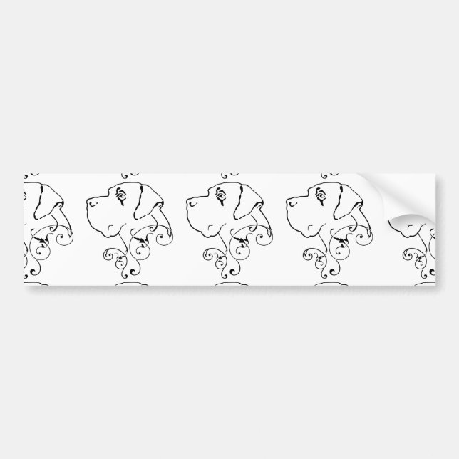 Teckning av Grand Danés huvud Bildekal (Framsidan)