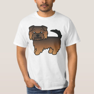 Teckning av Grizzle Norfolk Terrier Hund Karikatyr T-shirt