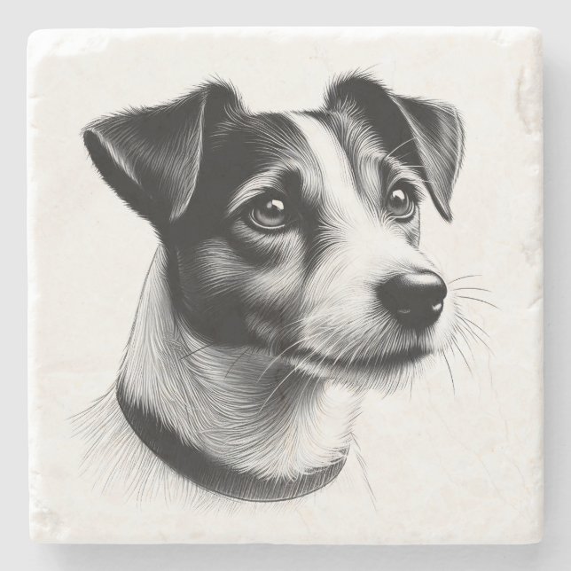 Teckning av Jack Russell Terrier Stenunderlägg (Framsidan)