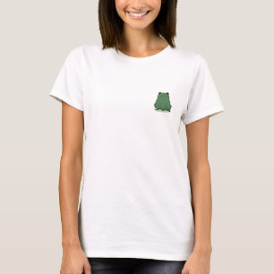 Teckning av knubbig grön groda i tecknad stil t shirt
