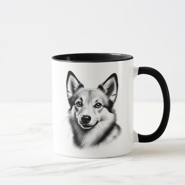 Teckning av norsk lundehund mugg (Höger)