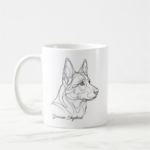 Teckning av schäferhund med eget namn på husdjur kaffemugg