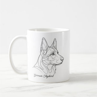 Teckning av schäferhund med eget namn på husdjur kaffemugg