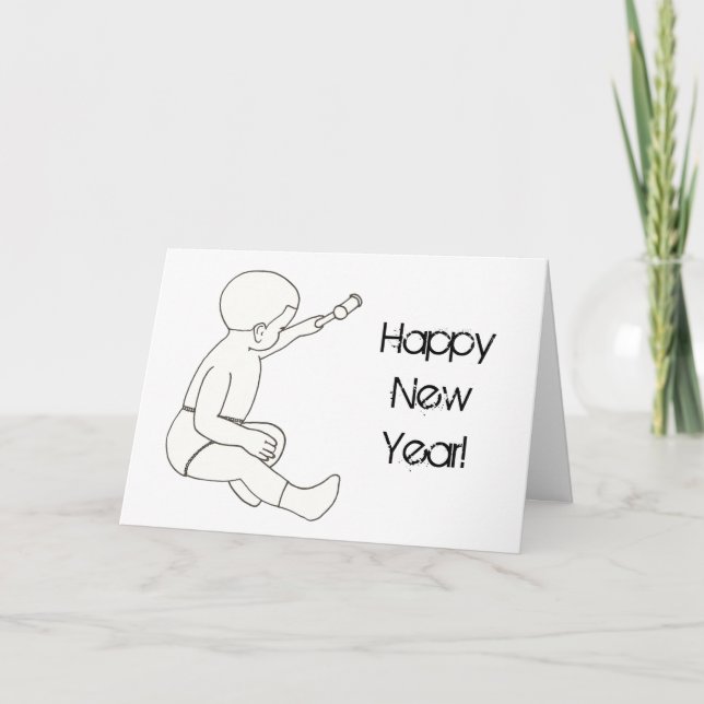 Teckning Baby Holding Hammer Gott nytt år-kort Helgkort (Framsida)