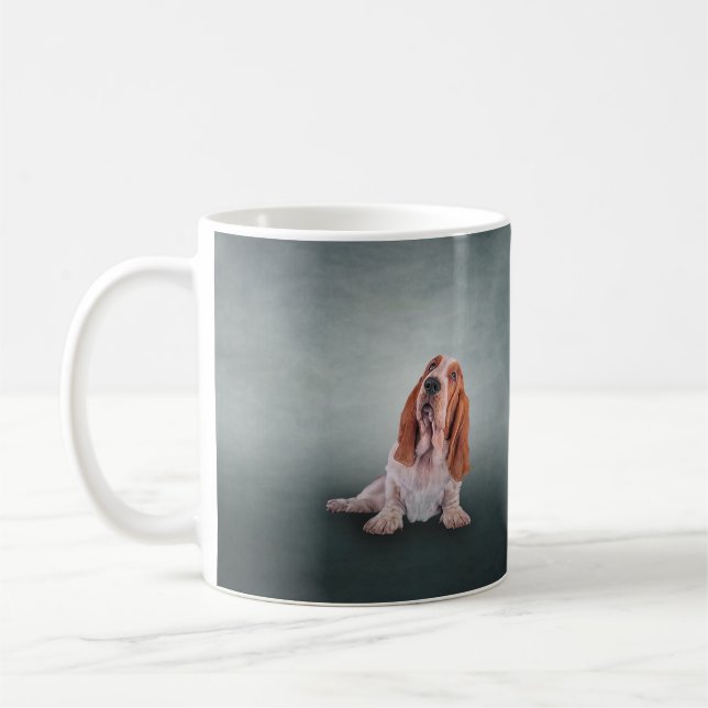 Teckning Basset Hound hund Kaffemugg (Vänster)