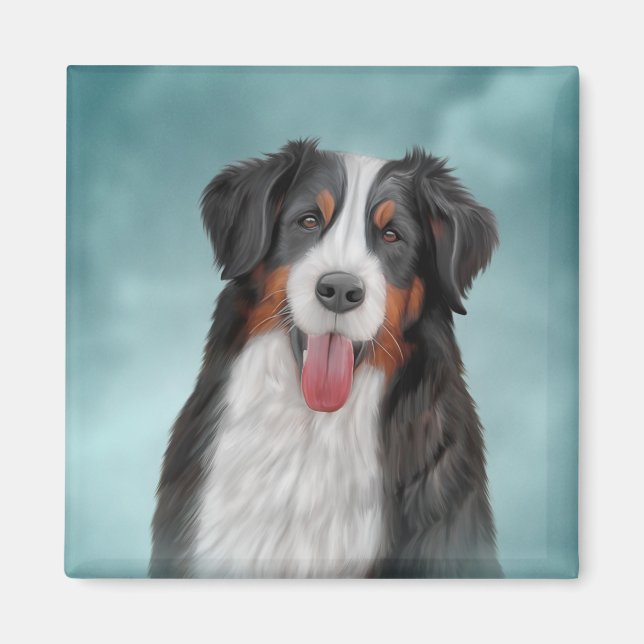 Teckning Bernese Mountain Hund 21 Magnet (Framsidan)