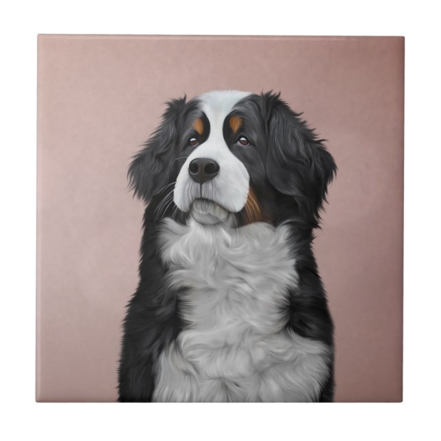 Teckning Bernese Mountain Hund Kakelplatta (Framsidan)