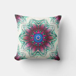 Teckning blomman struktur i metallcyan till rött b kudde