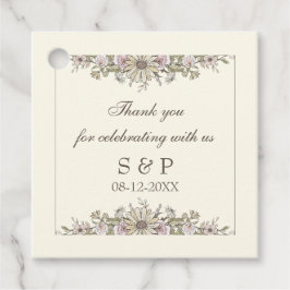 Teckning blommor, elfenben vintage bröllop gåvor etiketter