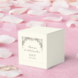 Teckning blommor, elfenben vintage bröllop presentaskar