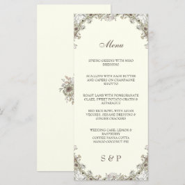 Teckning blommor, elfenbenstorn, bröllop meny