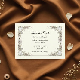 Teckning blommor, elfenbenstorn, bröllop spara datumet