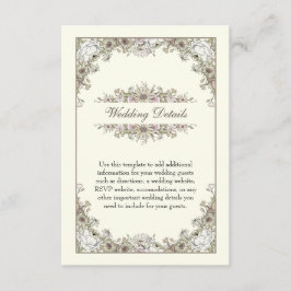 Teckning blommor, elfenbenstorn, bröllop tilläggskort