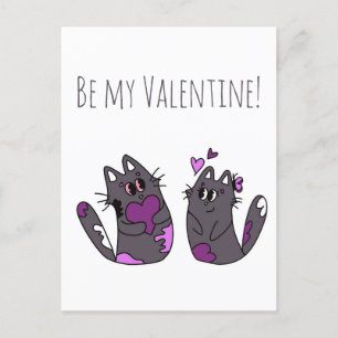 Teckning Cat Hearts Valentines day Vykort