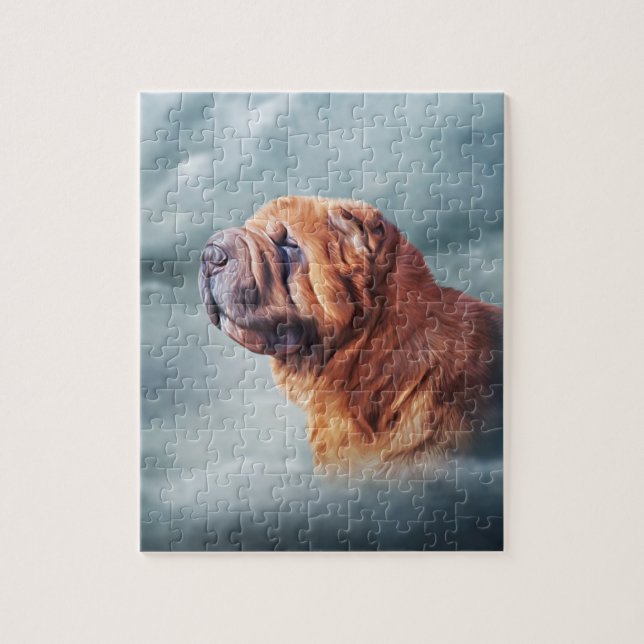 Teckning Chinese Shar-Pei hund Pussel (Vertikal)