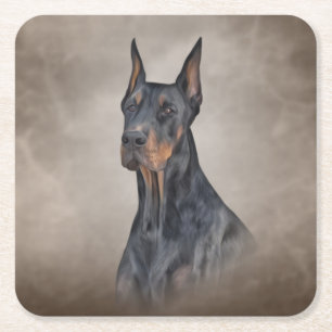 Teckning Doberman hund Underlägg Papper Kvadrat