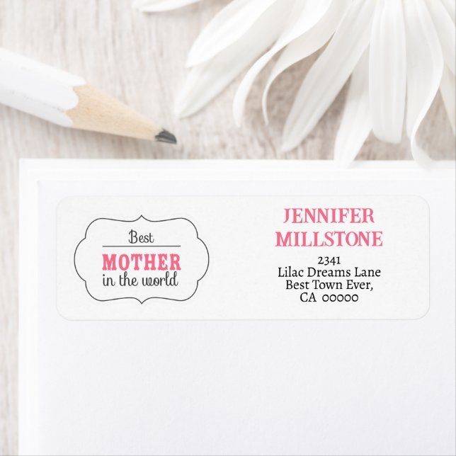 teckning dotter till mors dag mamma, vattenfärgen. returadress etikett (Insitu)