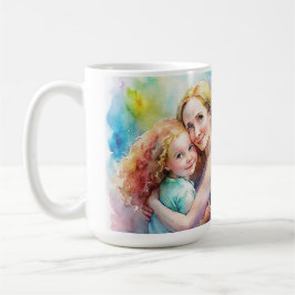 teckning dotter till mors dag, vattenfärgen mamma. kaffemugg