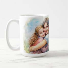 teckning dotter till mors dag, vattenfärgen mamma. kaffemugg