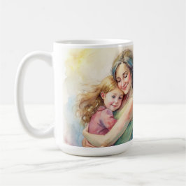 teckning dotter till mors dag, vattenfärgen mamma. kaffemugg