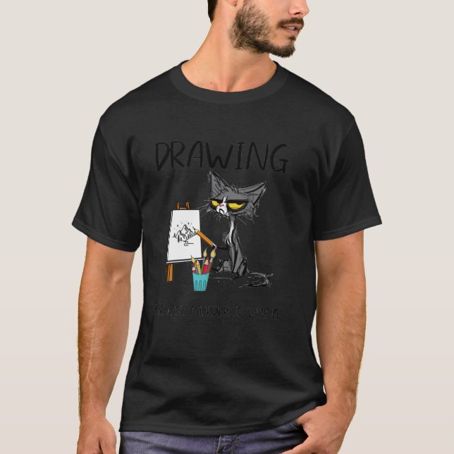 Teckning För Att Mord Är Fel Katt Teckning T Shirt (Framsida)