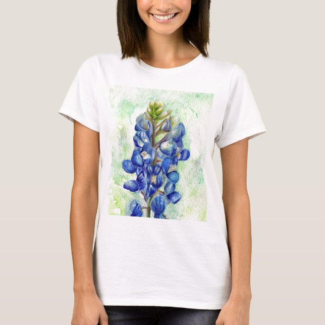 Teckning för Texas Bluebonnetvildblomma T-shirt (Framsida)