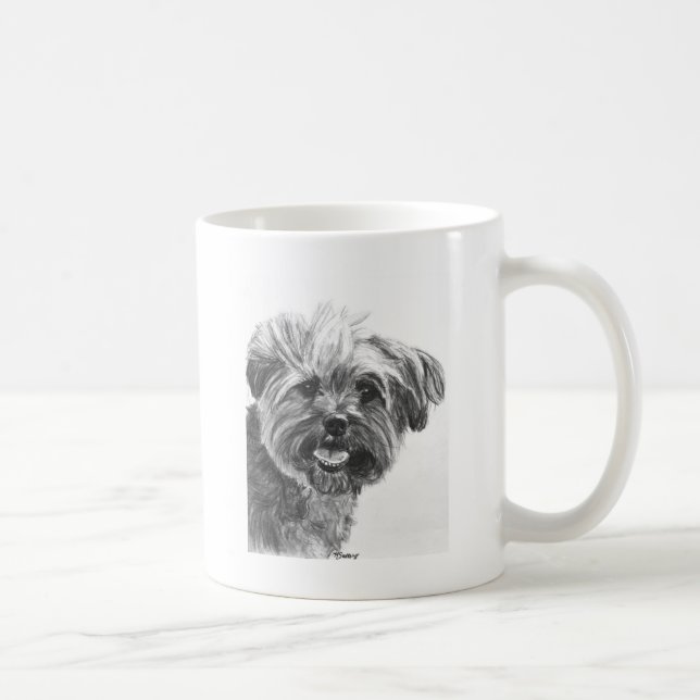 Teckning för Yorkie blandningkol Kaffemugg (Höger)