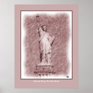 Teckning Frihetsgudinnan New York City Poster