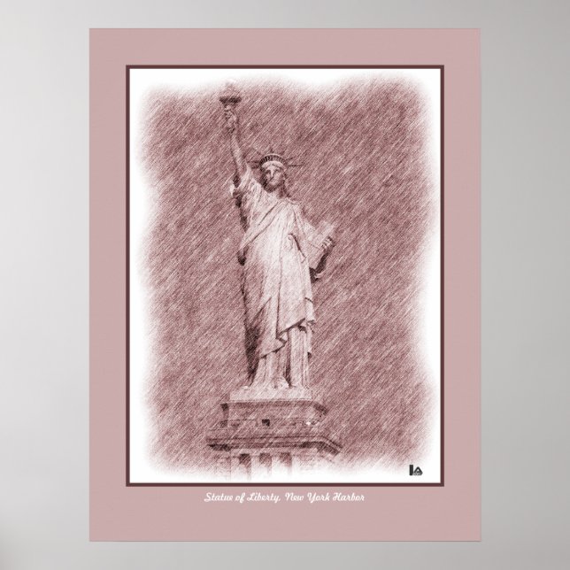 Teckning Frihetsgudinnan New York City Poster (Framsidan)