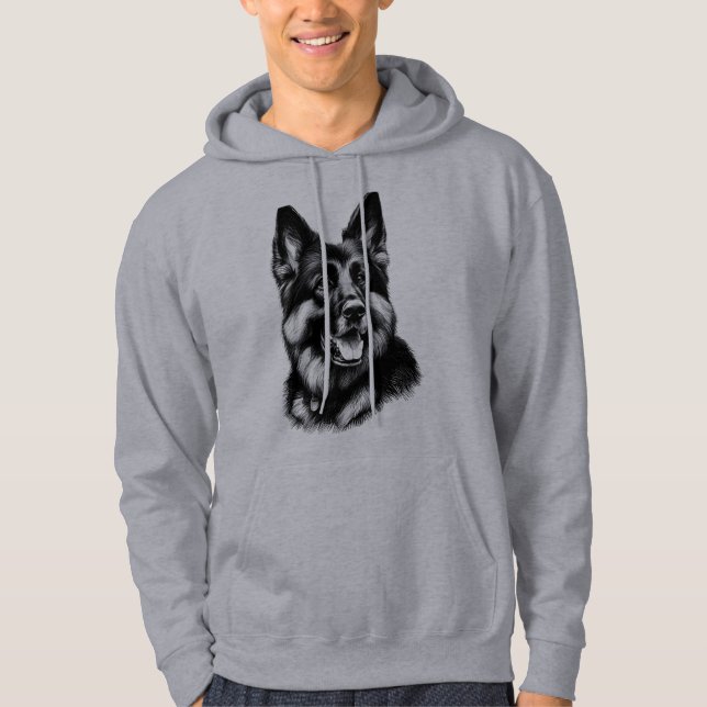 Teckning German Shepherd Hoodie (Framsida)