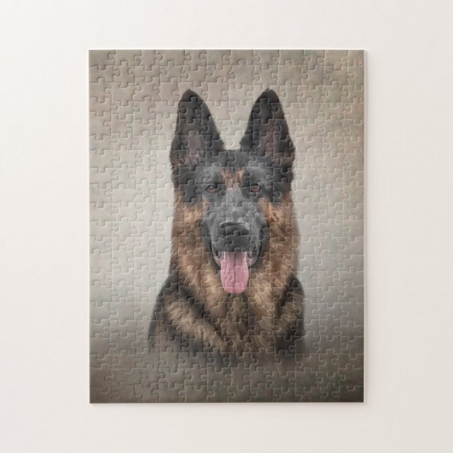 Teckning German Shepherd Hund Pussel (Vertikal)