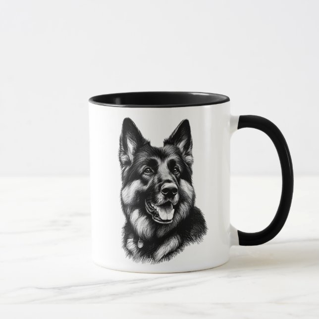 Teckning German Shepherd Mugg (Höger)