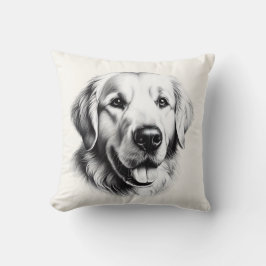 Teckning Golden Retriever Kudde
