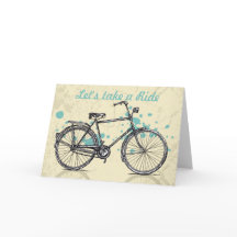Teckning-hälsningskort för vintage i cykel
