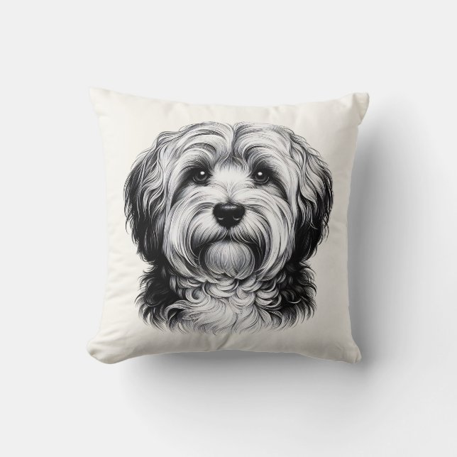 Teckning Havanese Hund Kudde (Framsida)