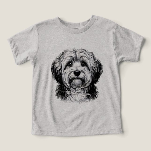 Teckning Havanese Hund T Shirt (Design Framsida)