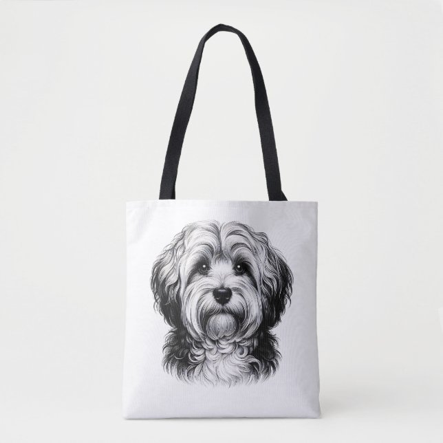 Teckning Havanese Hund Tygkasse (Framsida)
