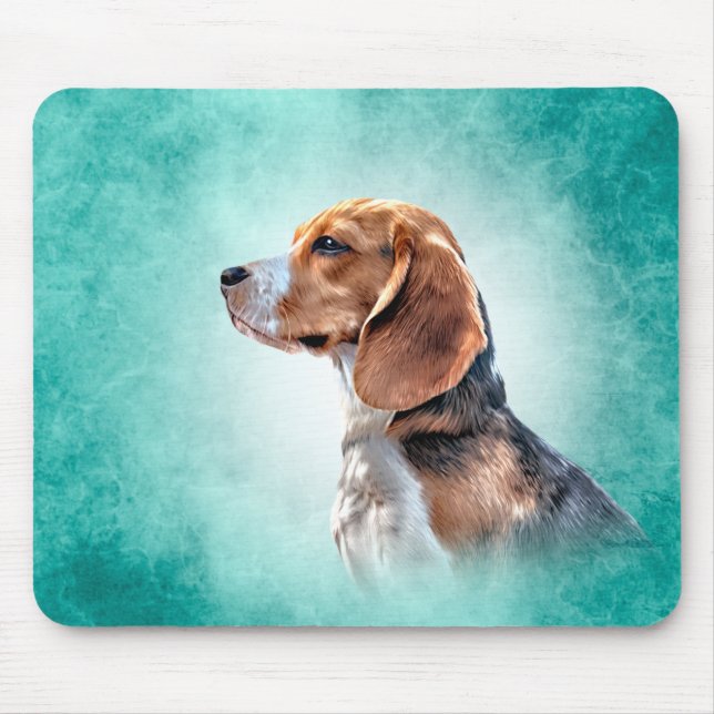 Teckning Hund Beagle Musmatta (Framsidan)