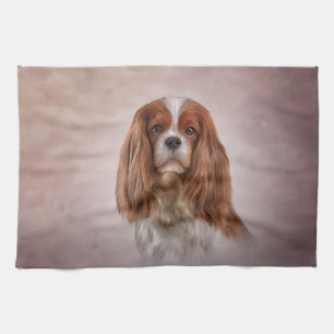 Teckning Hund Cavalier Kung Charles Spanska Kökshandduk
